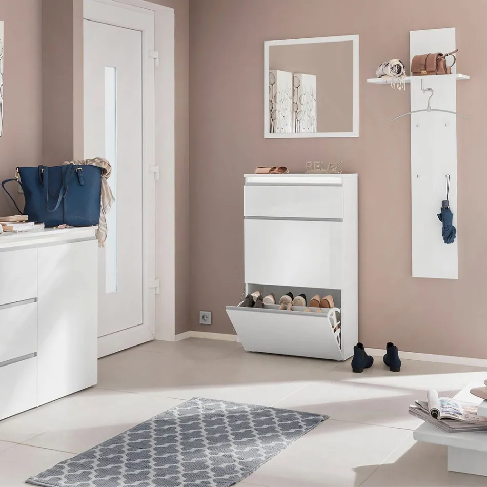 Zapatero Blanco o Antracita 3 Puertas Diseño Madera Sostenible - Emanuelito viadurini