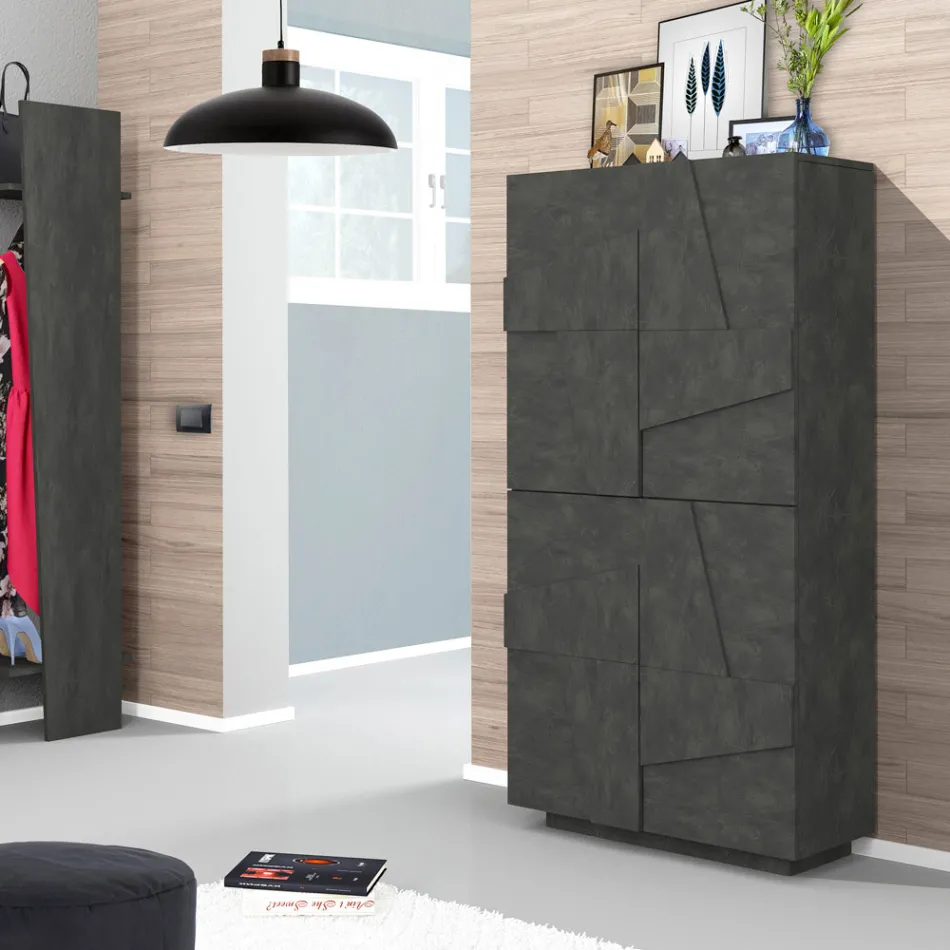 Zapatero interior de melamina con 4 puertas Made in Italy - Naditza viadurini