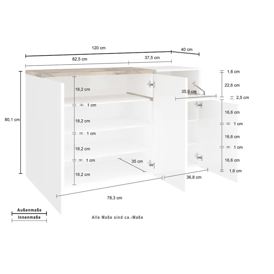 Zapatero de Entrada 3 o 4 Puertas en Madera Blanca y Pizarra o Arce - Tiscali viadurini
