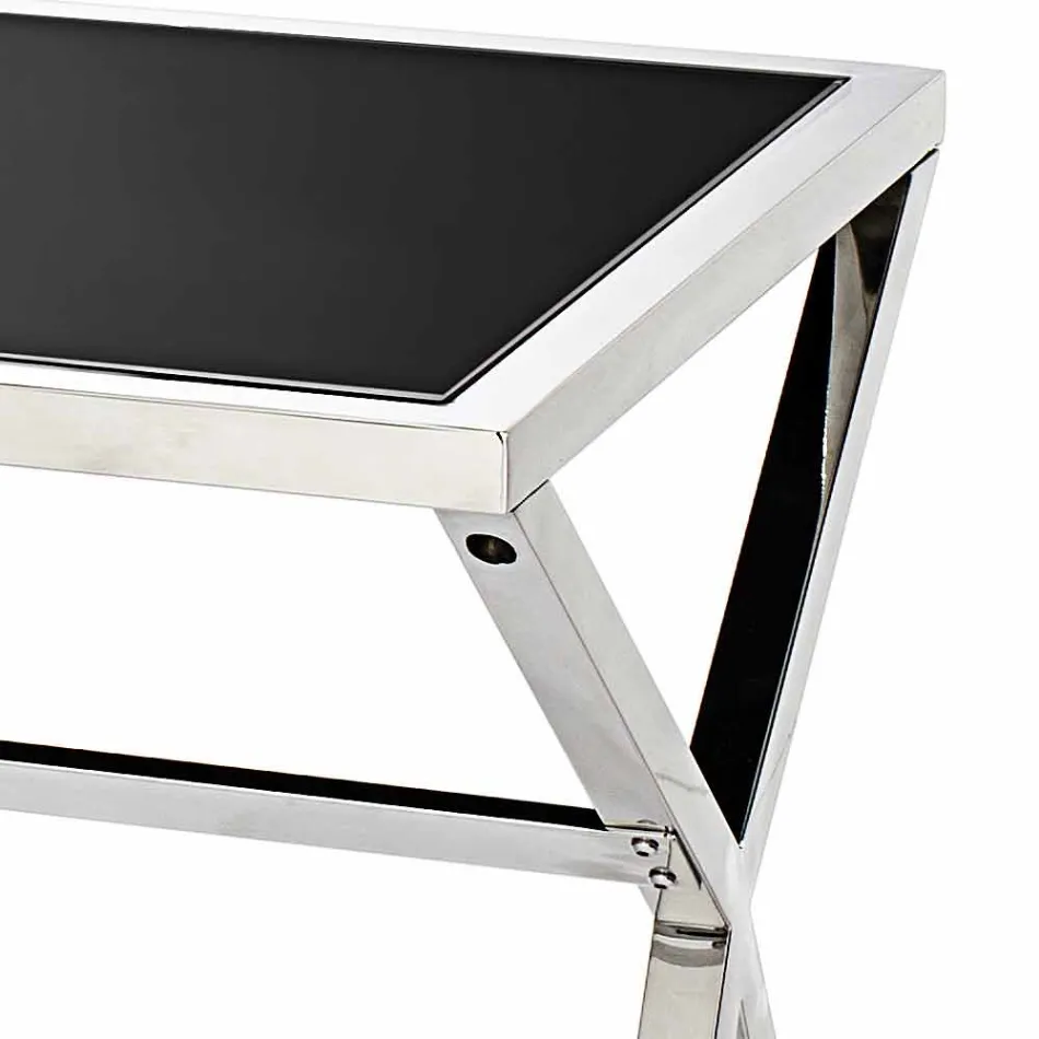 La escritura de diseño en acero y cristal negro brillo L120xH75cm Millon viadurini