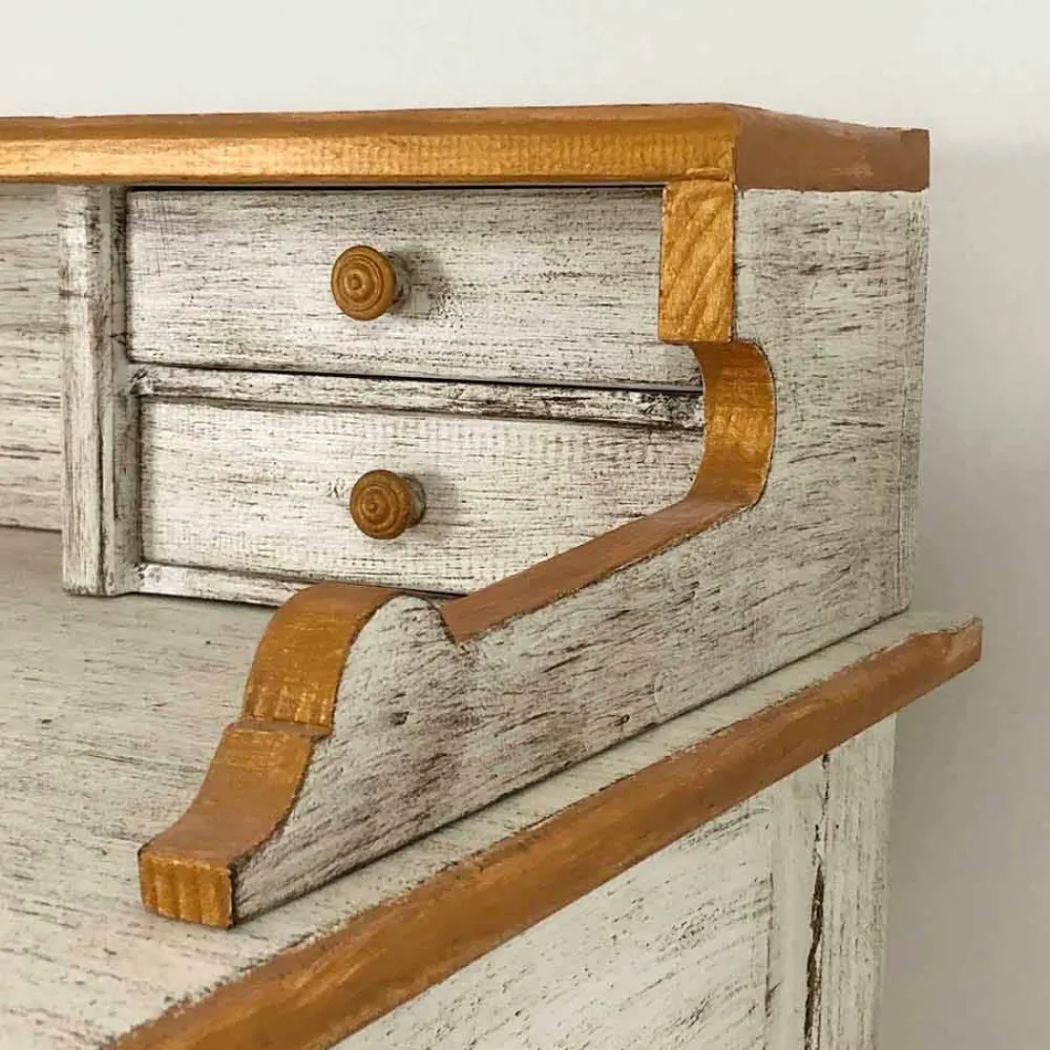 Escritorio hecho a mano en madera maciza con 4 cajones Made in Italy - Amela viadurini