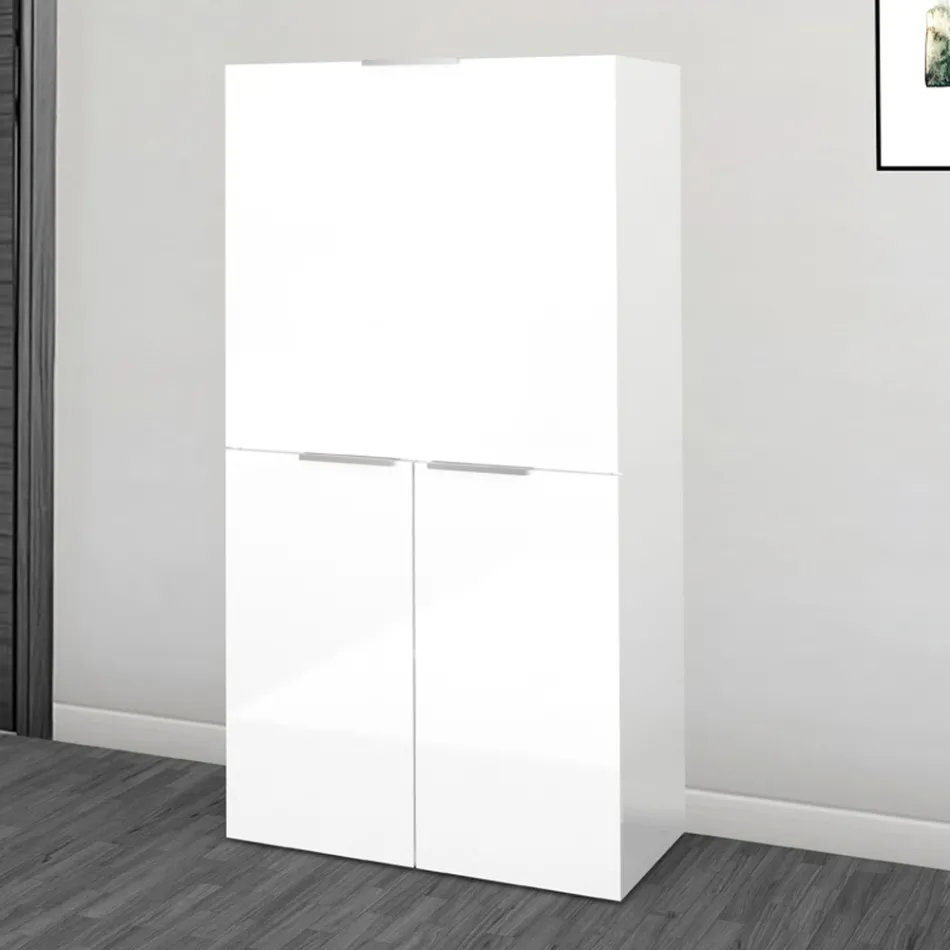 Escritorio de pared blanco moderno de diseño italiano de madera pulida - Ghero viadurini