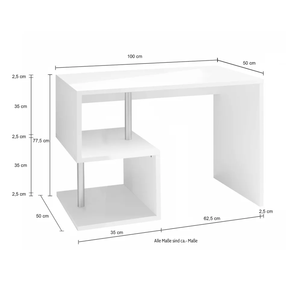 Escritorio blanco o pizarra en madera de diseño italiano 3 tamaños - Michel viadurini