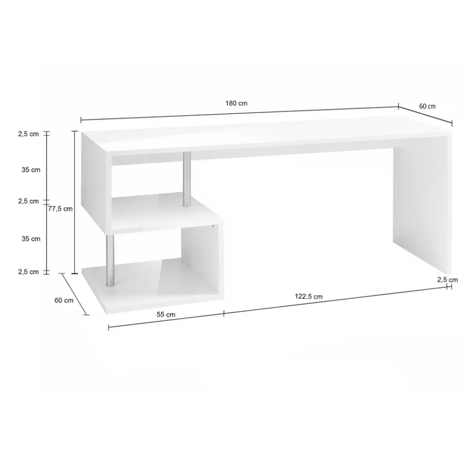 Escritorio blanco o pizarra en madera de diseño italiano 3 tamaños - Michel viadurini