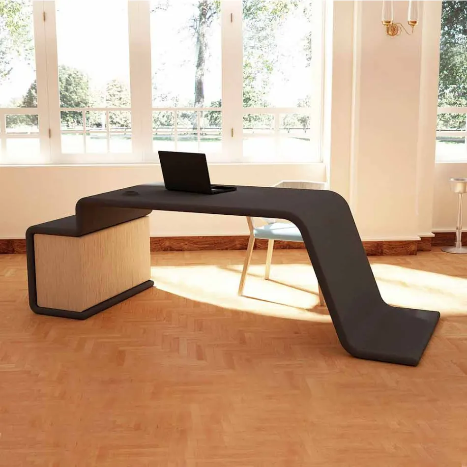 Escritorio de oficina con cajonera de madera hecha en Italia, Terralba viadurini