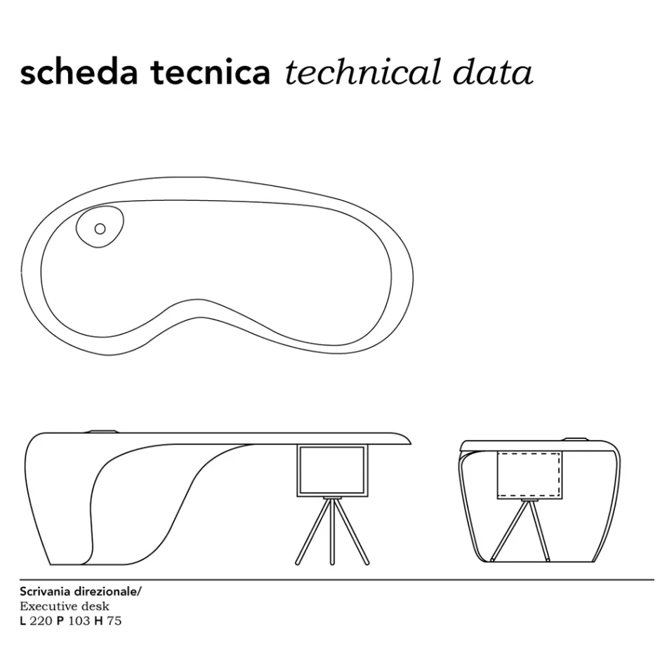 Escritorio ejecutivo de Karim Rashid en poliuretano en varios acabados - James viadurini