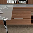 Escritorio ejecutivo de vidrio con mueble integrado - Serio viadurini