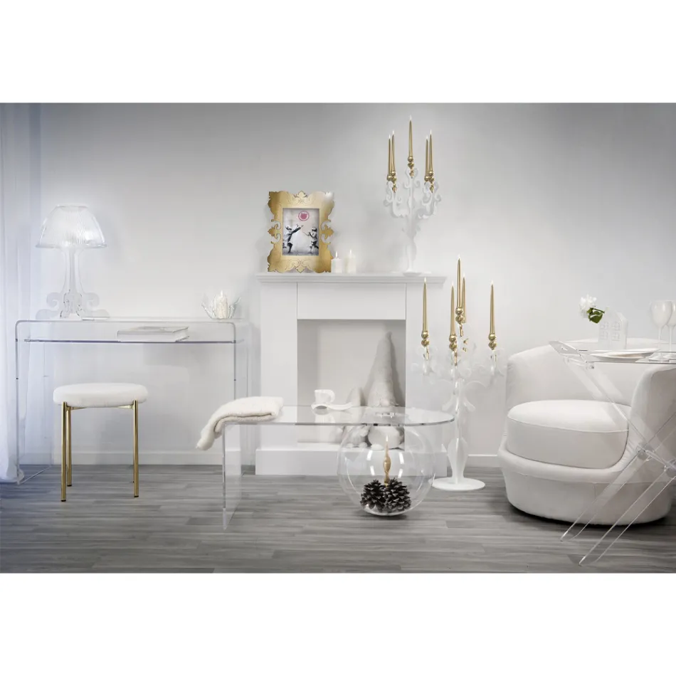 Escritorio moderno en plexiglás transparente producido en Italia, Barga viadurini