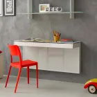 Escritorio suspendido de cristal con estructura metálica Made in Italy - Silicona viadurini