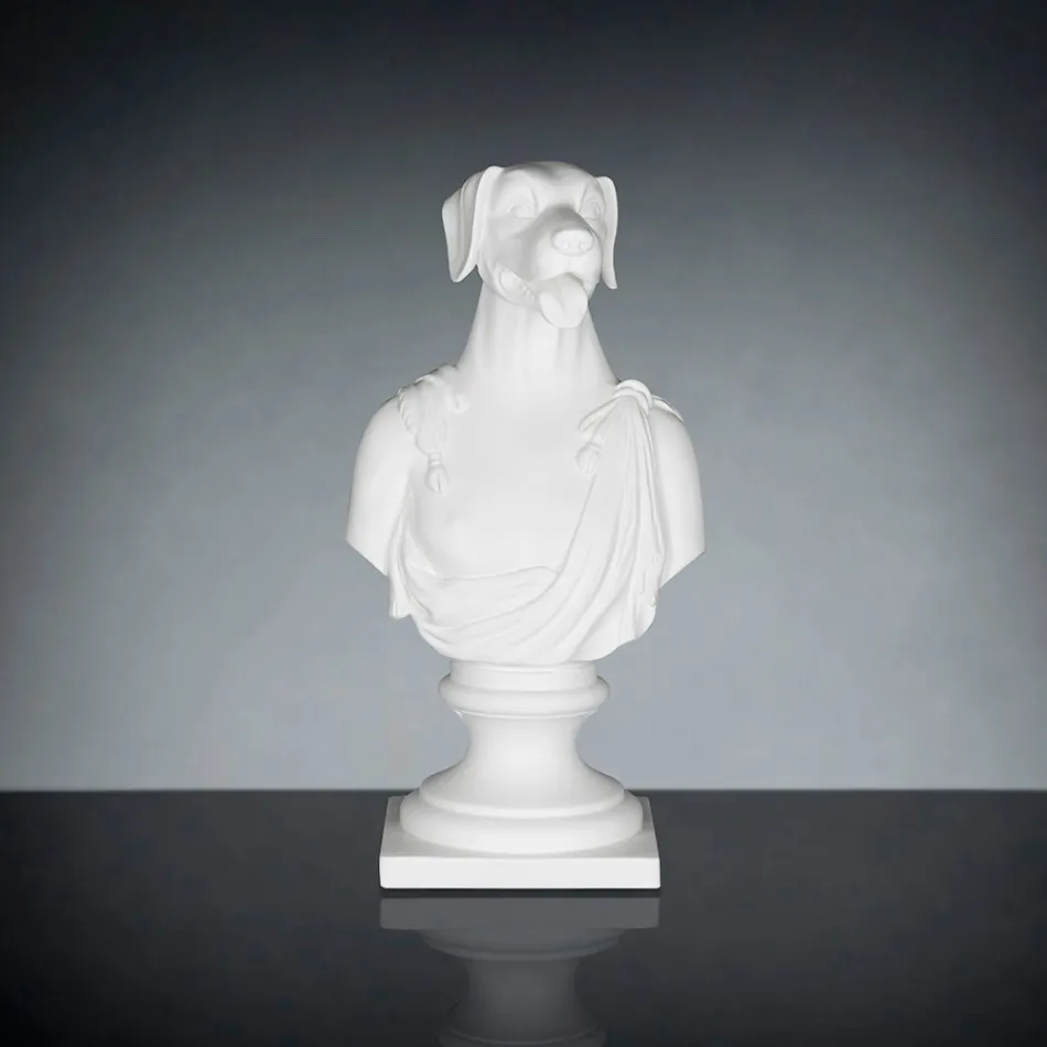 Escultura de cerámica blanca artesanal 100% Made in Italy Fabas 1 viadurini