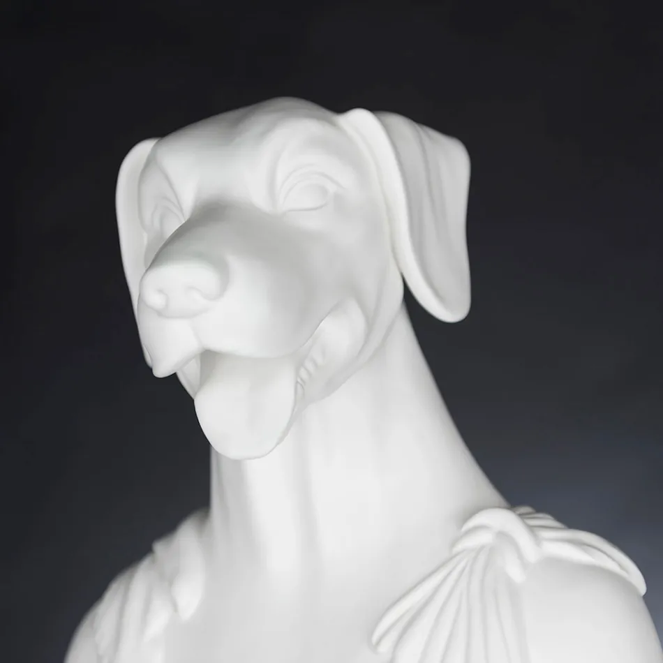 Escultura de cerámica blanca artesanal 100% Made in Italy Fabas 1 viadurini