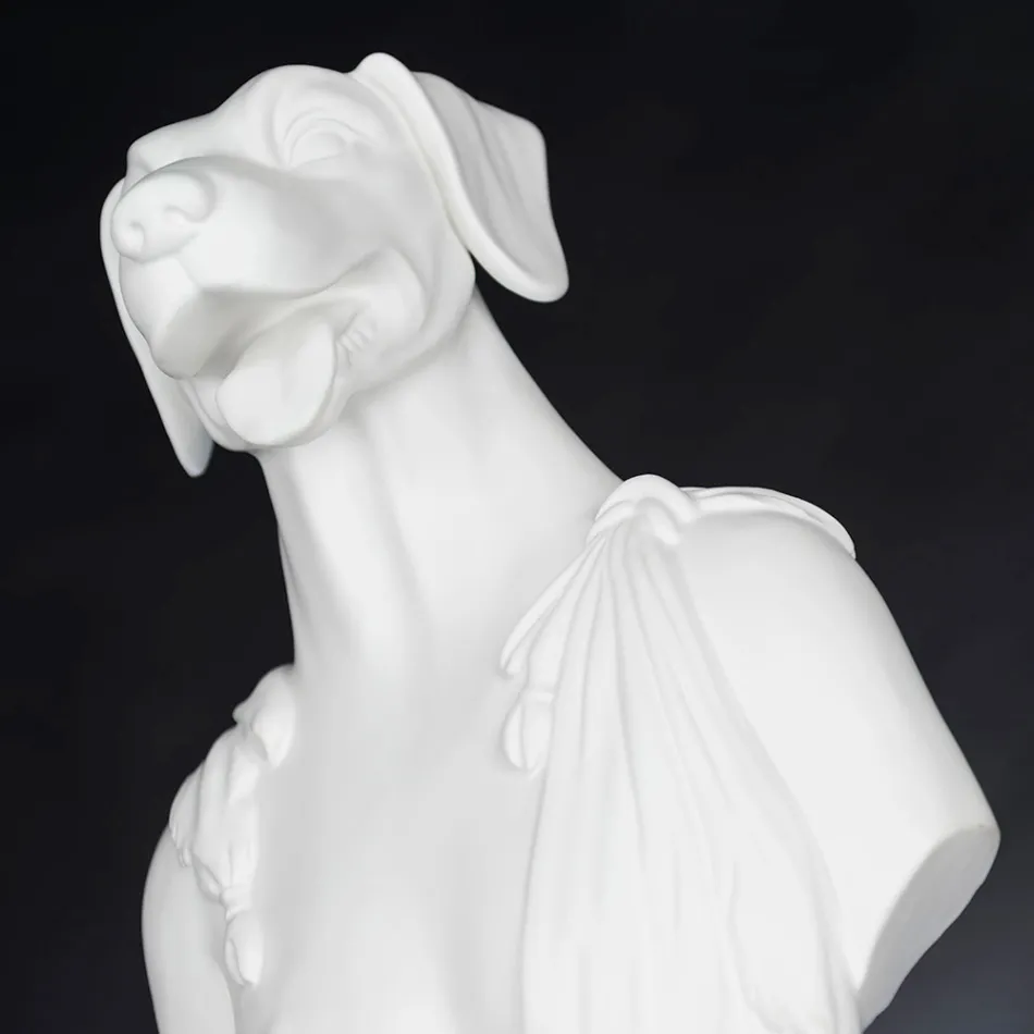 Escultura de cerámica blanca artesanal 100% Made in Italy Fabas 1 viadurini