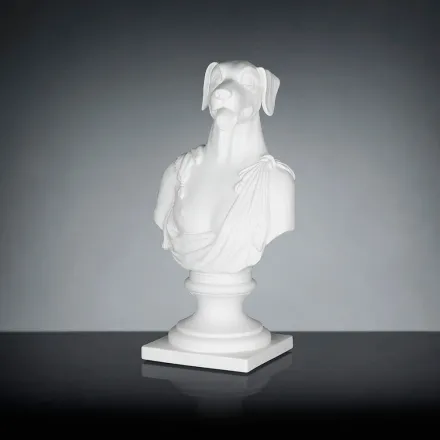 Escultura de cerámica blanca artesanal 100% Made in Italy Fabas 1 viadurini