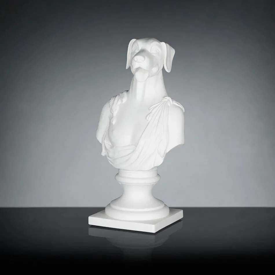 Escultura de cerámica blanca artesanal 100% Made in Italy Fabas 1 viadurini