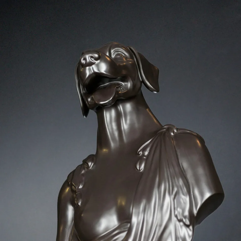 Escultura artesanal de cerámica negra 100% Made in Italy Fabas 2 viadurini