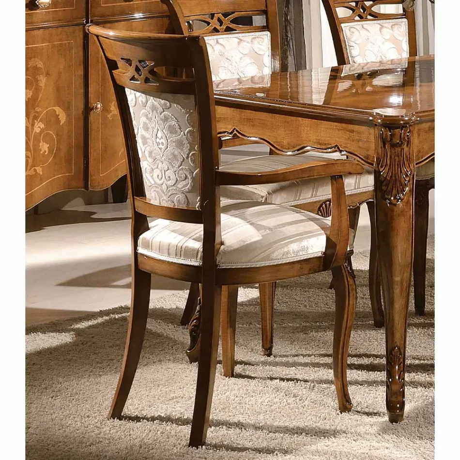 Silla clásica tapizada en madera de nogal o blanca Made in Italy - Caligola viadurini
