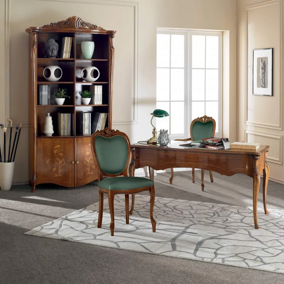 Silla clásica en madera tapizada de nogal o oro Made in Italy - Imperator viadurini