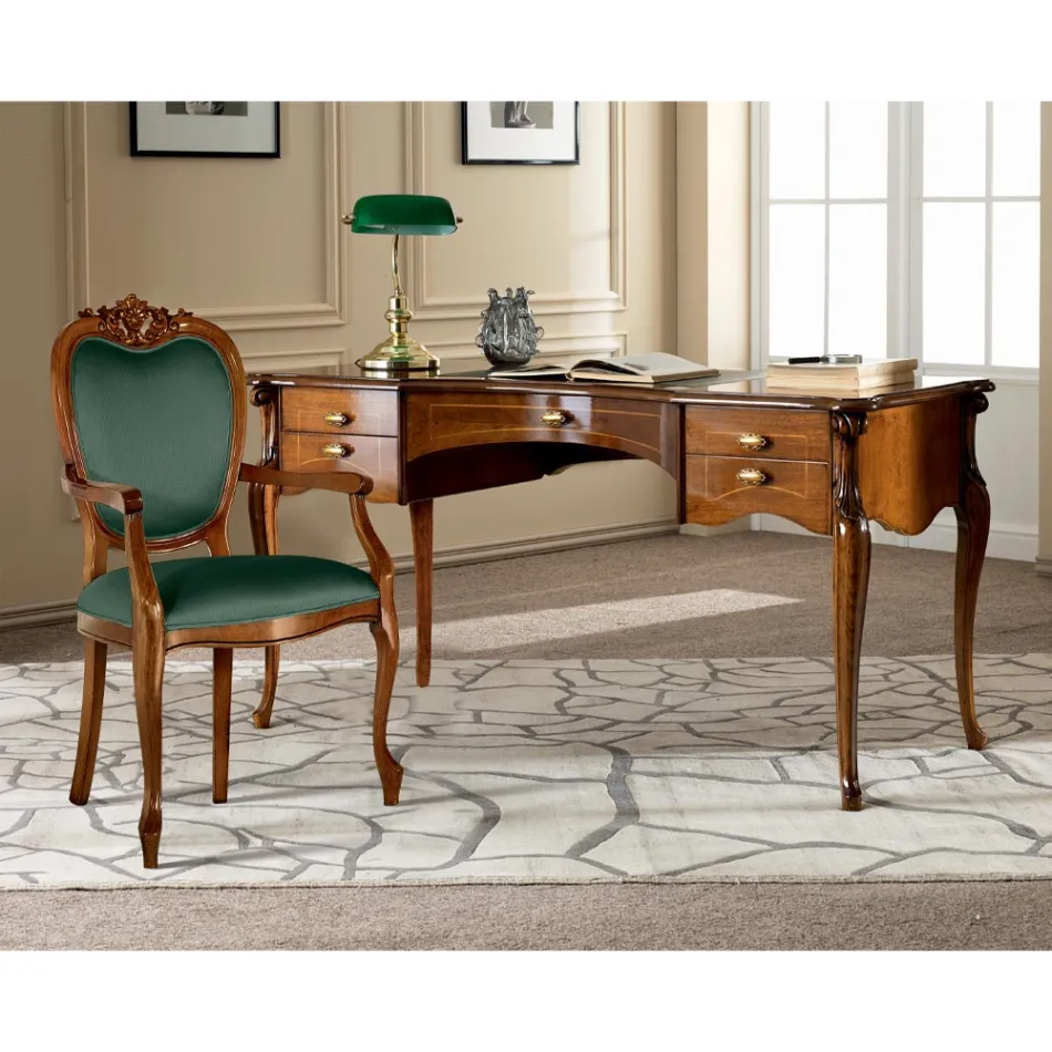 Silla clásica en madera tapizada de nogal o oro Made in Italy - Imperator viadurini