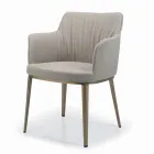 Silla con Reposabrazos con Asiento Tapizado y Patas de Acero Made in Italy - Ascoli viadurini