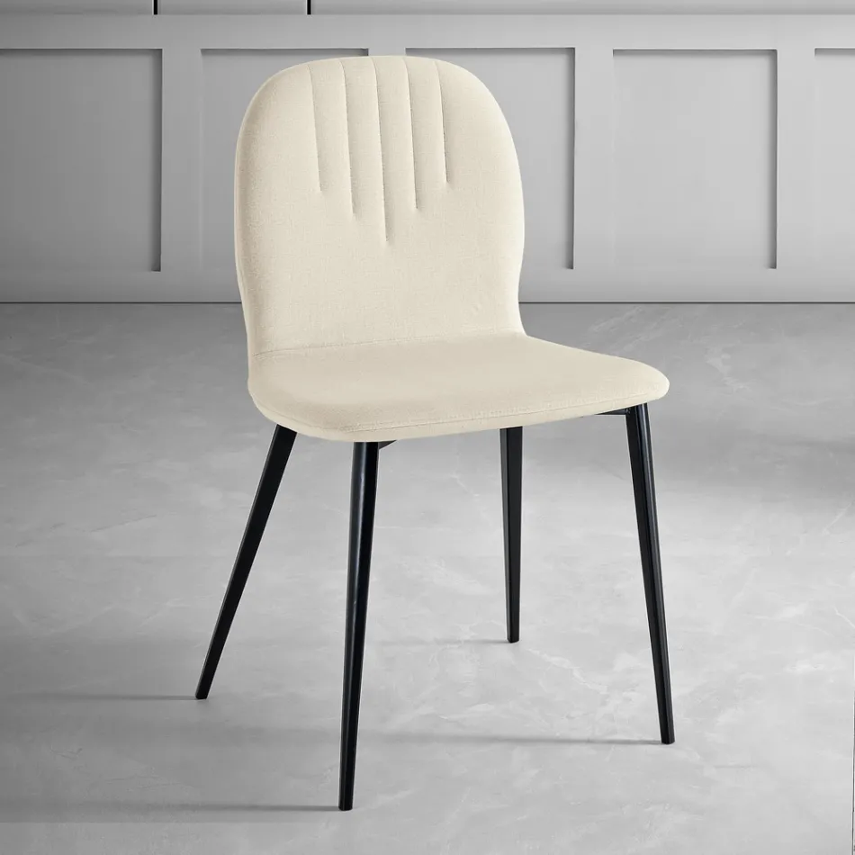 Silla con Asiento Monocasco de Tela y Patas Cónicas Made in Italy - Nezoku viadurini