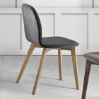 Silla con asiento monocasco de tela y patas de madera Made in Italy - Nezoku viadurini