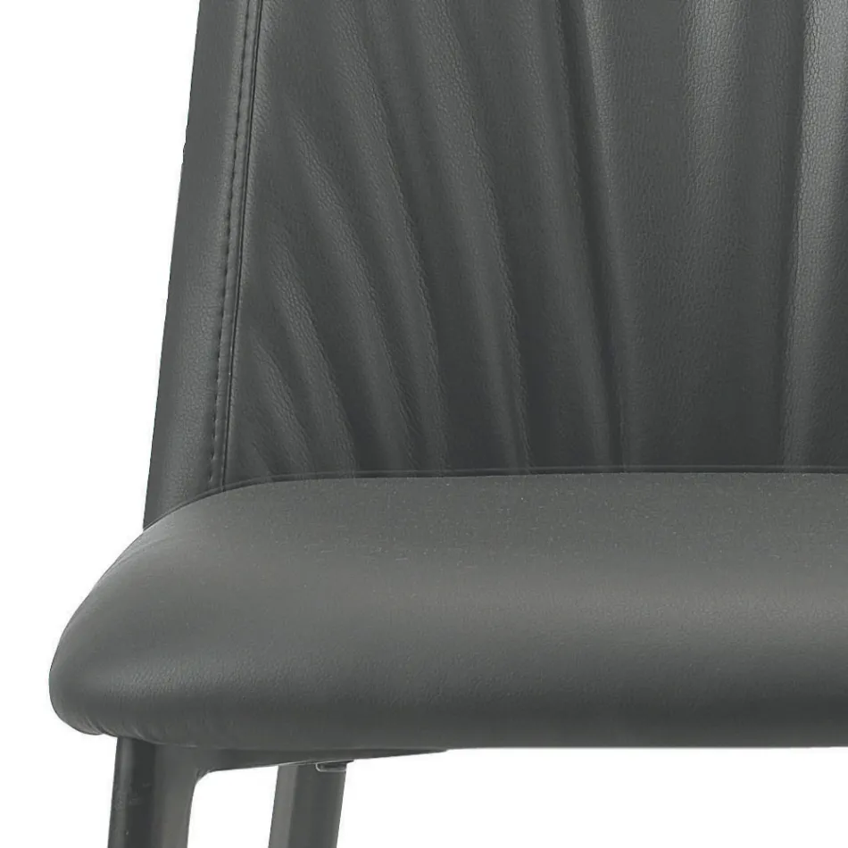 Silla de cocina en Ecopiel y acero Made in Italy 4 piezas - Alexia viadurini