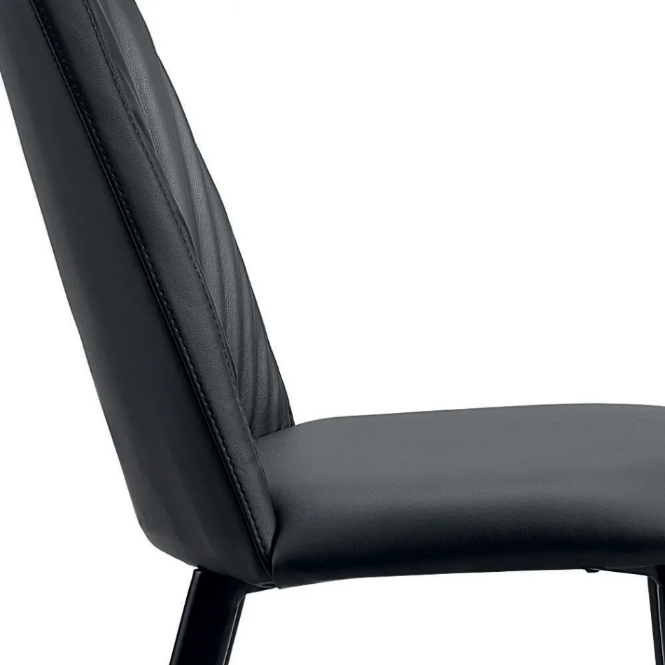 Silla de cocina en Ecopiel y acero Made in Italy 4 piezas - Alexia viadurini