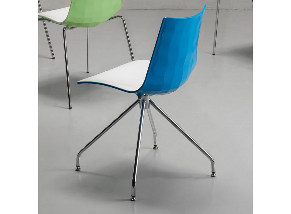 Silla de cocina de polímero con asiento bicolor Made in Italy 2 piezas - Fedora viadurini