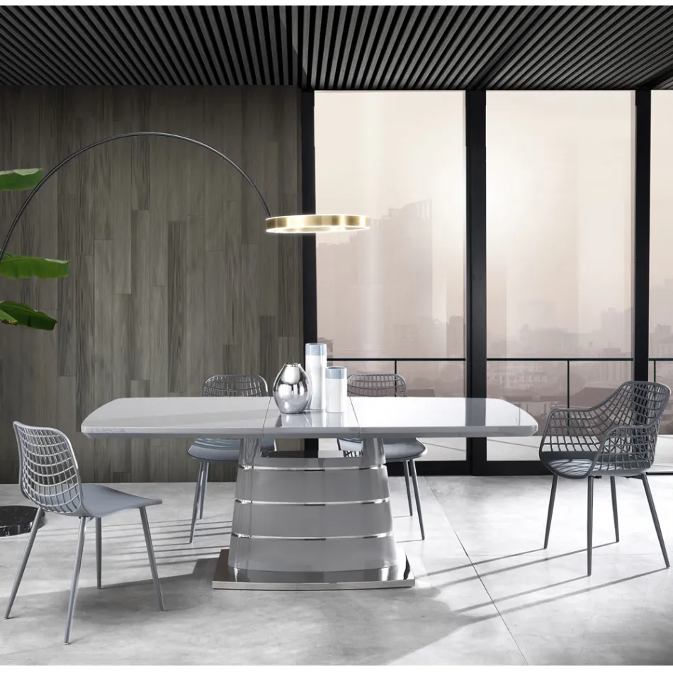 Silla de cocina en polipropileno mate con patas de acero 4 piezas - Beyonce viadurini