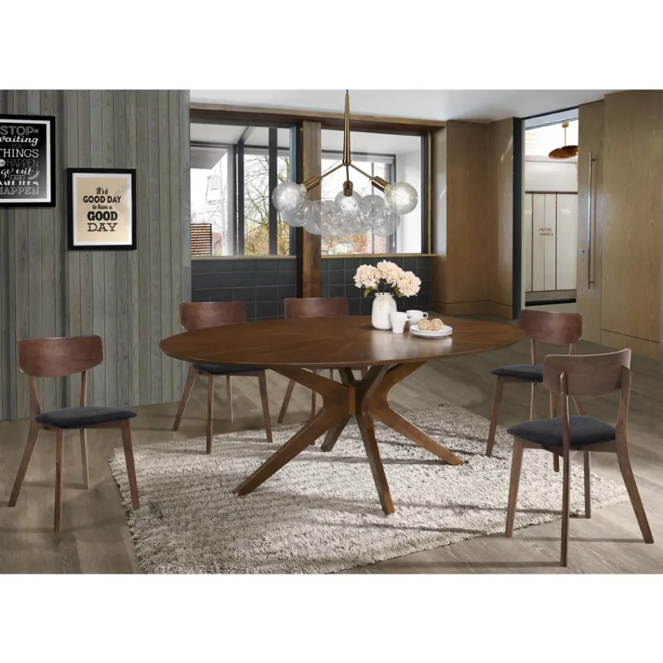 Silla de cocina de tela con estructura de madera maciza de 2 piezas - Tonino viadurini