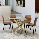 Silla de cocina o salón de diseño vintage en acero y ecopiel 2 piezas - Rekko viadurini