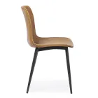 Silla de cocina o salón de diseño vintage en acero y ecopiel 2 piezas - Rekko viadurini