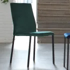 Silla de cocina con patas de metal y asiento de terciopelo, 4 piezas - Darvina viadurini
