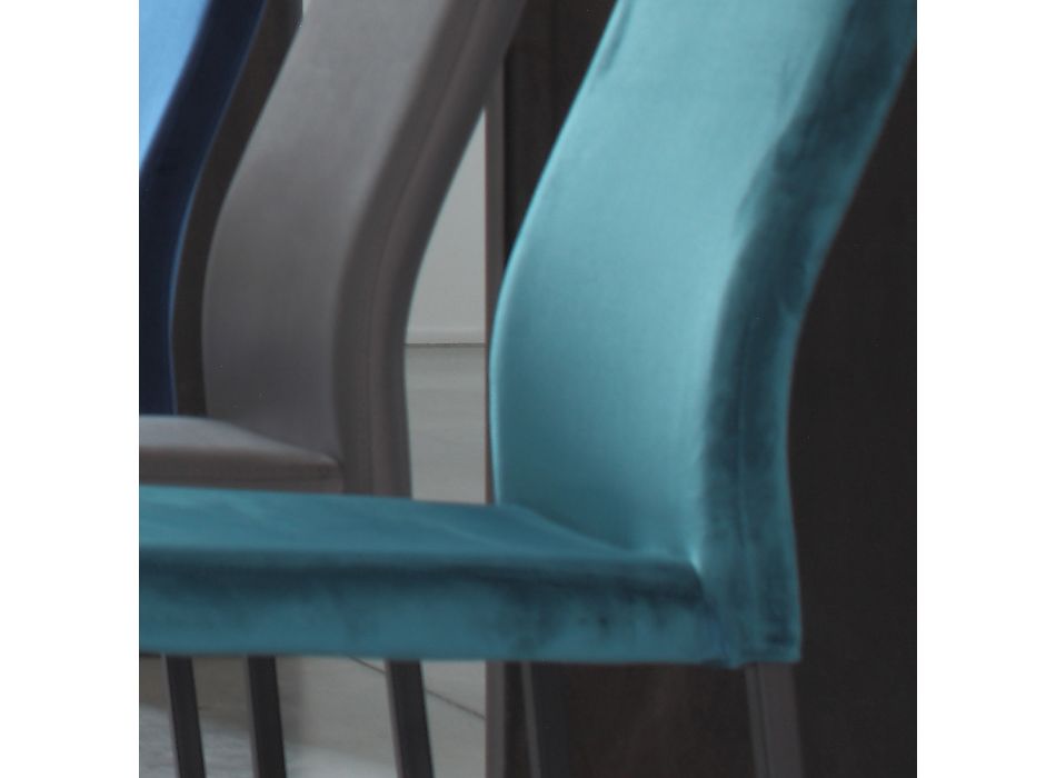 Silla de cocina con patas de metal y asiento de terciopelo, 4 piezas - Darvina viadurini