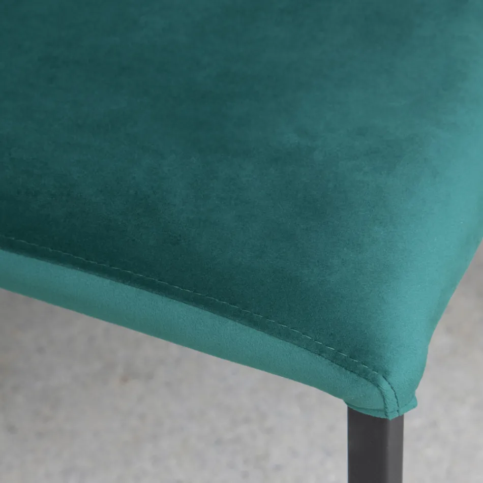 Silla de cocina con patas de metal y asiento de terciopelo, 4 piezas - Darvina viadurini