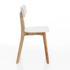 Silla de cocina en madera maciza teñida en blanco y roble 2 piezas - Tonino viadurini