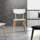 Silla de cocina en madera maciza teñida en blanco y roble 2 piezas - Tonino viadurini