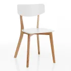 Silla de cocina en madera maciza teñida en blanco y roble 2 piezas - Tonino viadurini