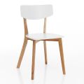 Silla de cocina en madera maciza teñida en blanco y roble 2 piezas - Tonino
