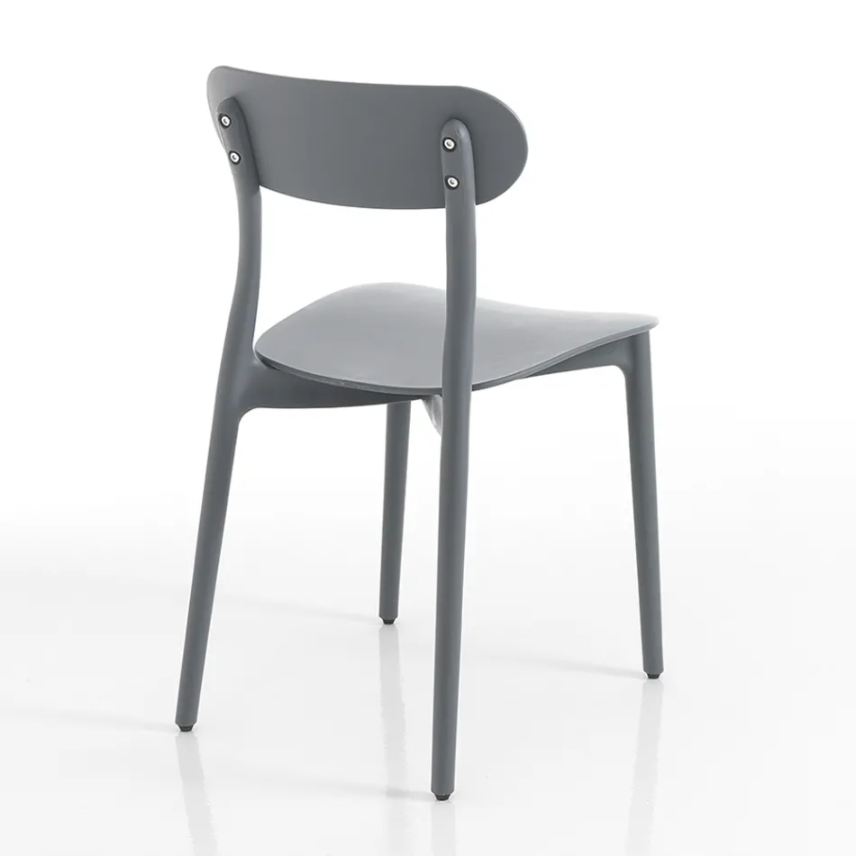 Silla de cocina en polipropileno blanco o gris mate 4 piezas - Milán viadurini