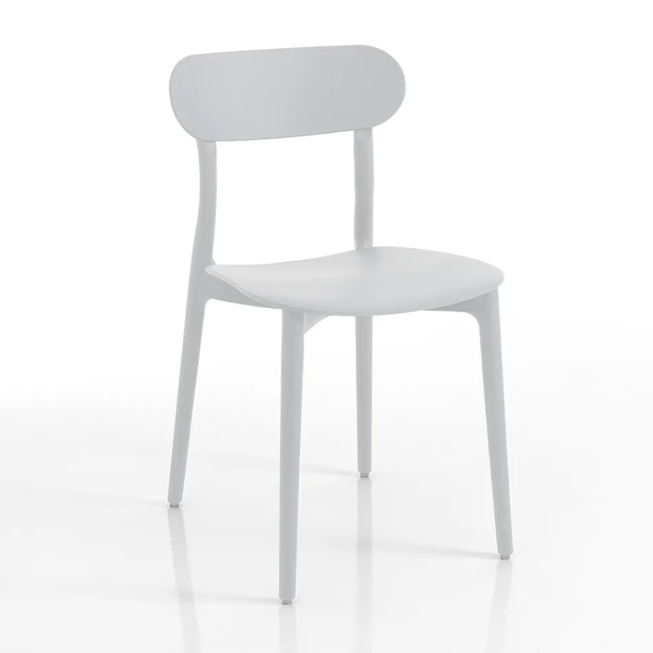 Silla de cocina en polipropileno blanco o gris mate 4 piezas - Milán viadurini