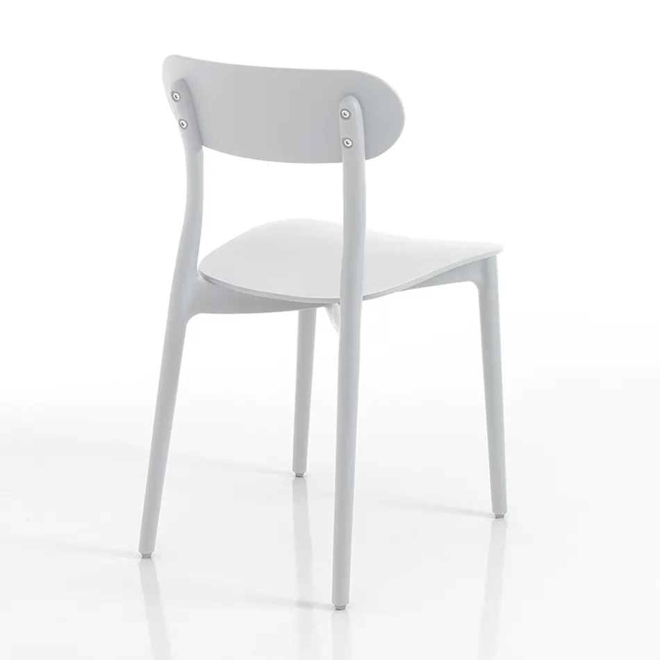 Silla de cocina en polipropileno blanco o gris mate 4 piezas - Milán viadurini