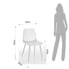 Silla de cocina en polipropileno blanco mate y acero 4 piezas - Beyonce viadurini