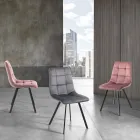 Silla de cocina de tela con patas de metal negro 4 piezas - Azul claro viadurini