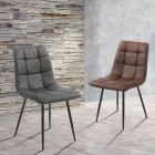 Silla de cocina de tela con patas de metal negro 4 piezas - Azul claro viadurini