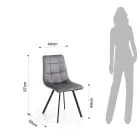 Silla de cocina de tela con patas de metal negro 4 piezas - Azul claro viadurini