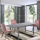 Silla de cocina de tela con patas de metal negro 4 piezas - Azul claro viadurini