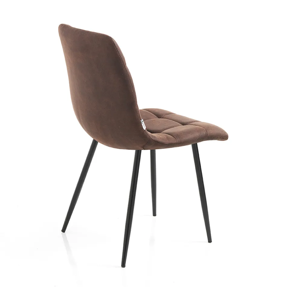 Silla de cocina de tela con patas de metal negro 4 piezas - Azul claro viadurini