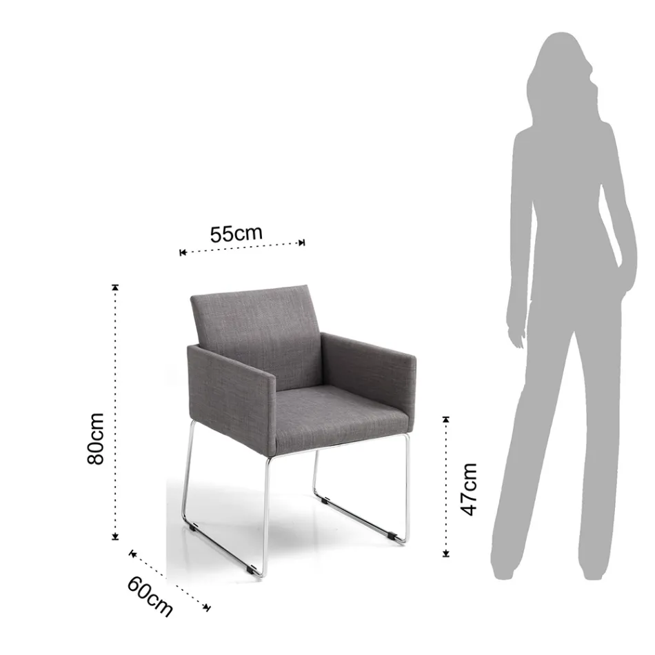 Silla de Cocina en Tela Gris con Base de Metal 2 Piezas - Contraventana viadurini