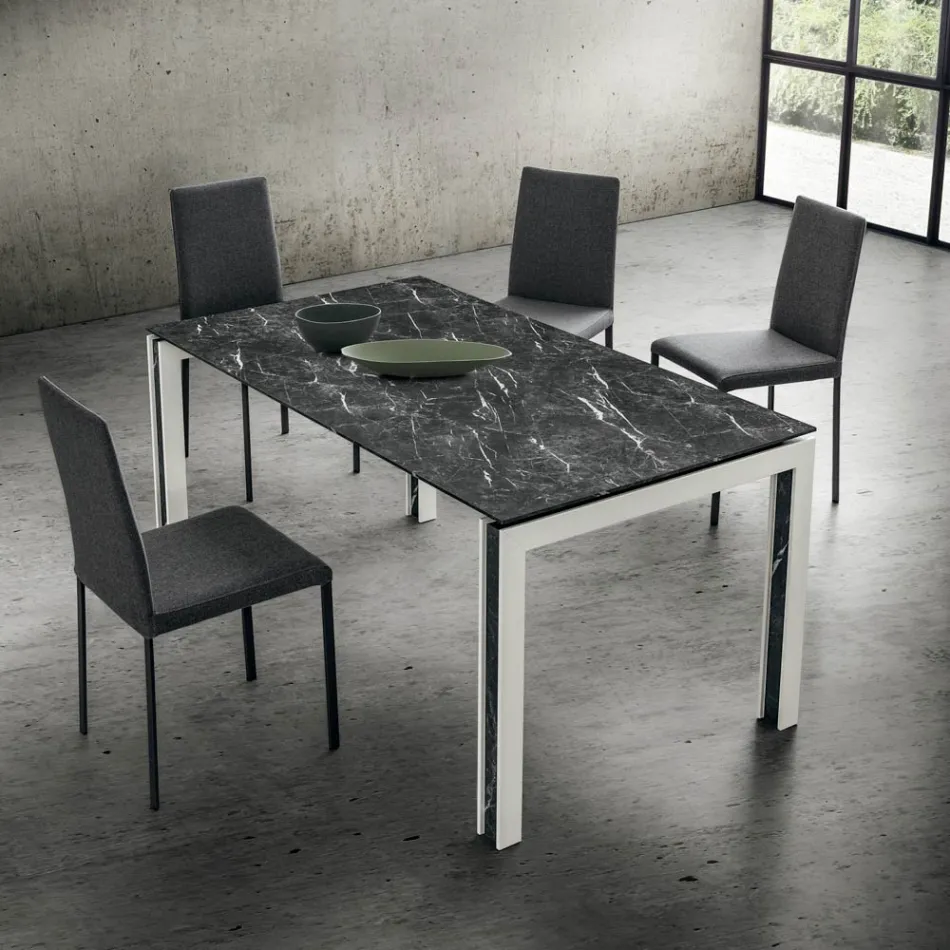 Silla de cocina tapizada en tela Made in Italy, 2 piezas - Mawi viadurini